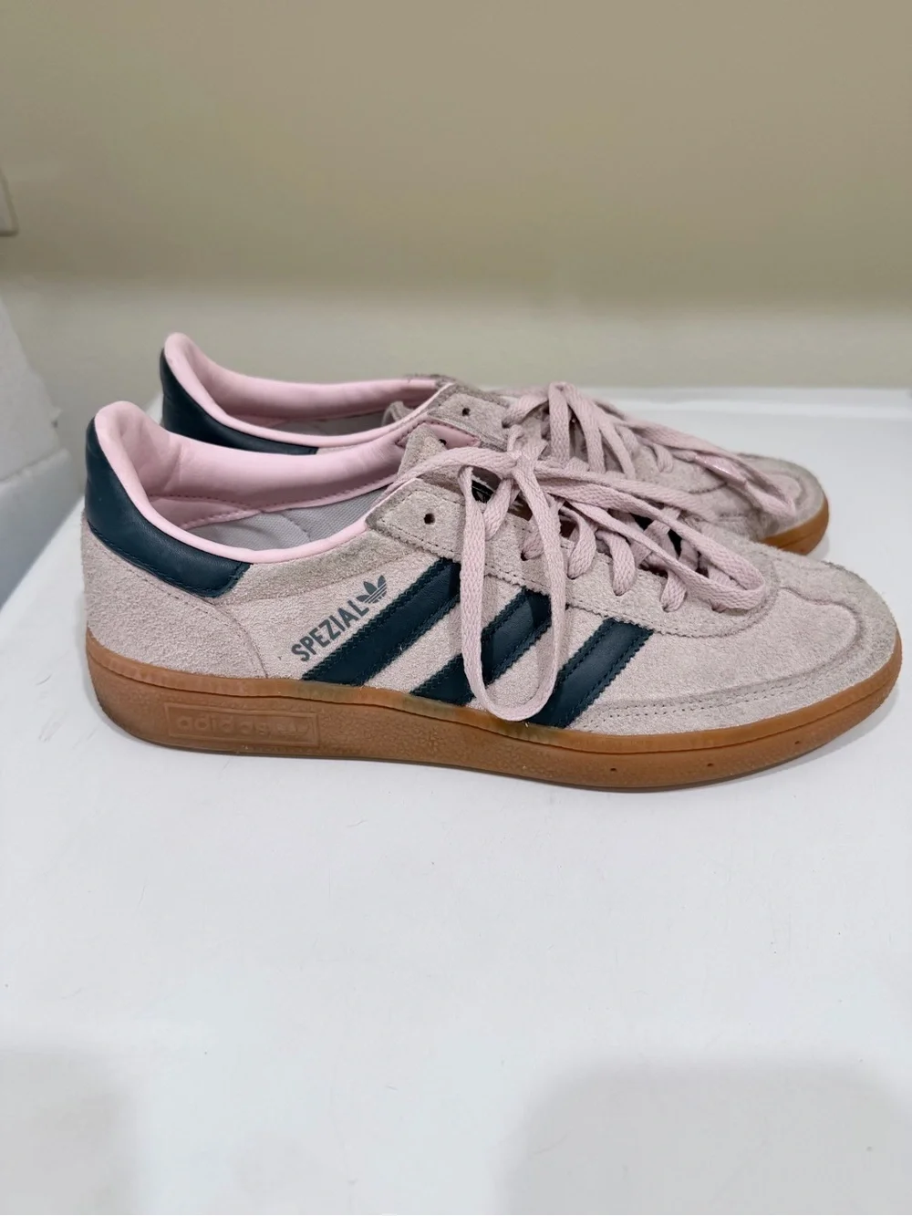 adidas Women Pink and Black Suede Low-Top Sneakers